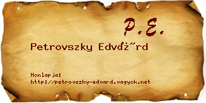Petrovszky Edvárd névjegykártya